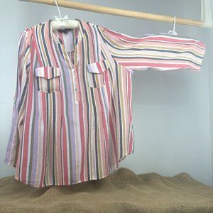 Zac & Rachel Woman 1X Stripe Linen-Texture-Like Tunic